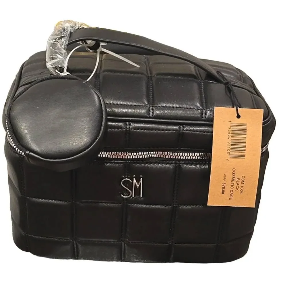 Steve Madden Quilted Zip- Around Cosmetic Case‎ w/Detachable Coin Wallet